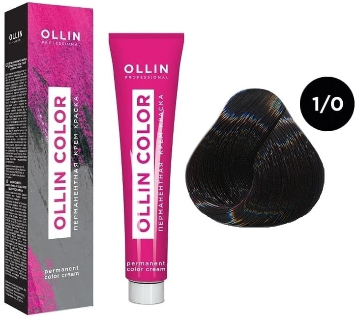 OLLIN COLOR 1/0 иссиня-черный 60мл Перманентная крем-краска для волос