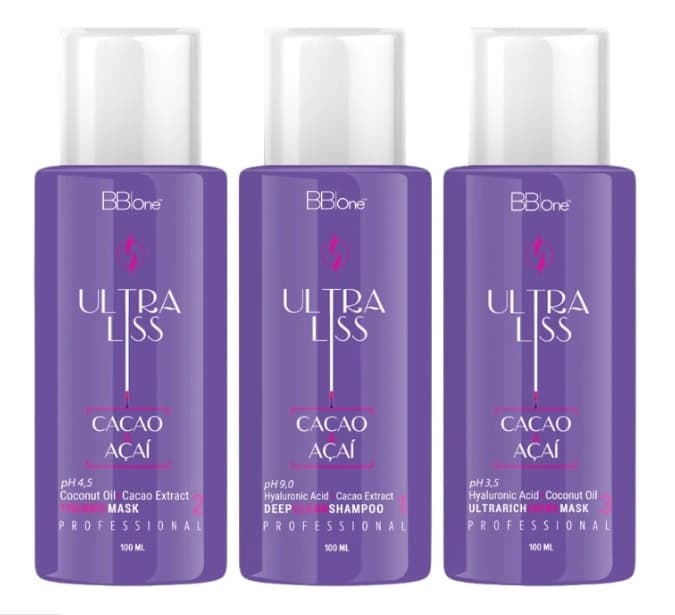 BB One Ultra Liss Cacao & Acai Набор 3х100 мл (шампунь + реконструктор + маска)