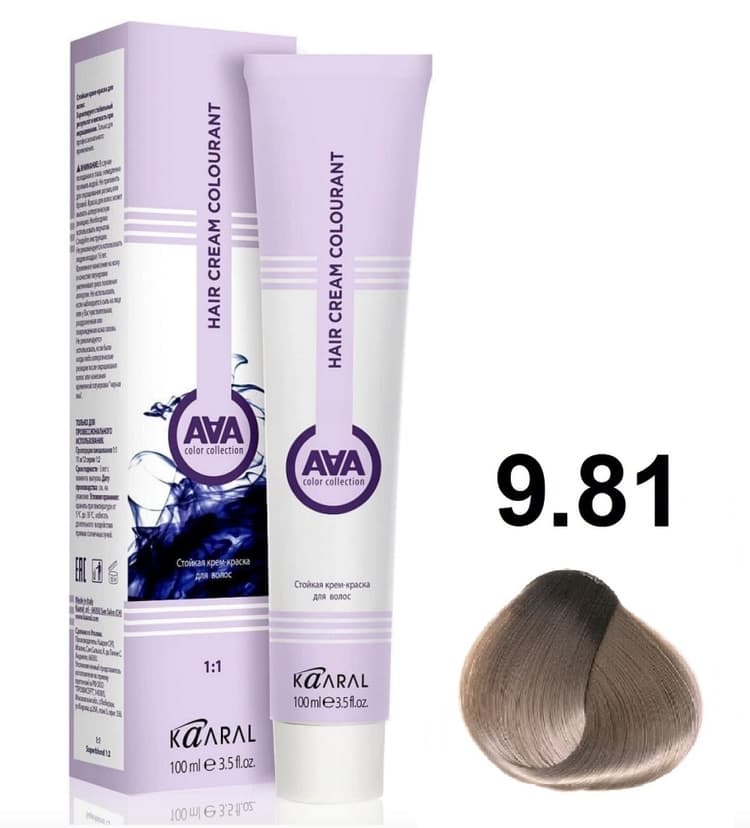 KAARAL AAA Hair crem colorant 9.81 очень светлый блондин бежево-пепельный 100мл 