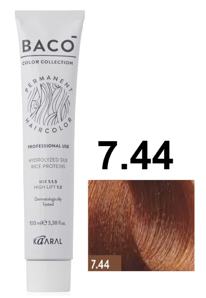 KAARAL Baco color 7.44 блондин медный насыщенный 100 мл