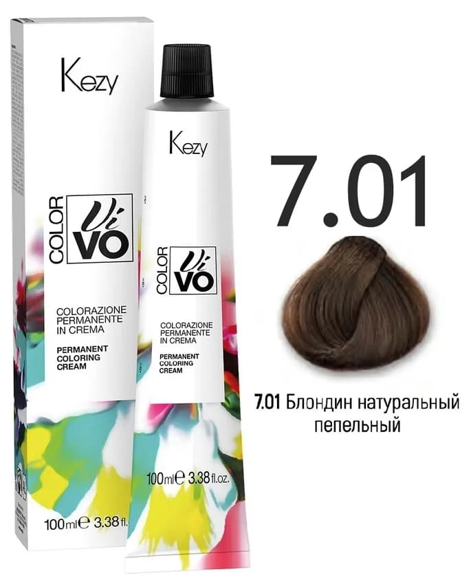 KEZY Color Vivo Крем-краска 7.01 Блондин натуральный пепельный, 100 мл.