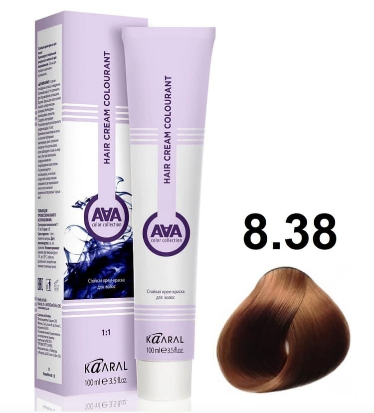 KAARAL AAA Hair crem colorant 8.38 Светлый золотисто-бежевый блондин 100мл