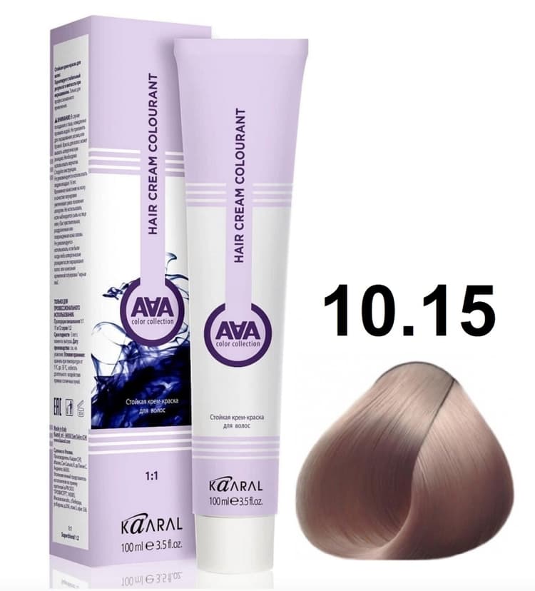 KAARAL AAA Hair crem colorant 10.15 очень очень светлый пепельно-розовый блондин 100мл