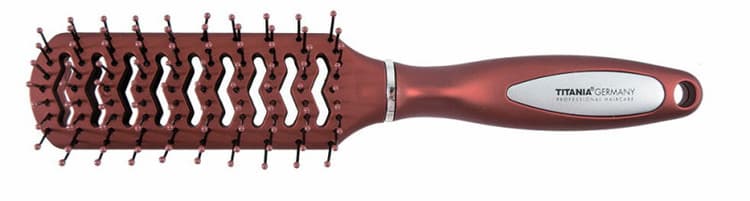 Titania Щетка массаж. красная велюр., 9-рядная
