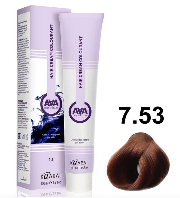 KAARAL AAA Hair crem colorant 7.53 махагоново-золотистый блондин 100мл