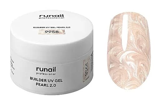 RuNail Моделирующий УФ-гель c жемчужным эффектом BUILDER UV GEL PEARL 2.0, 15г №9958