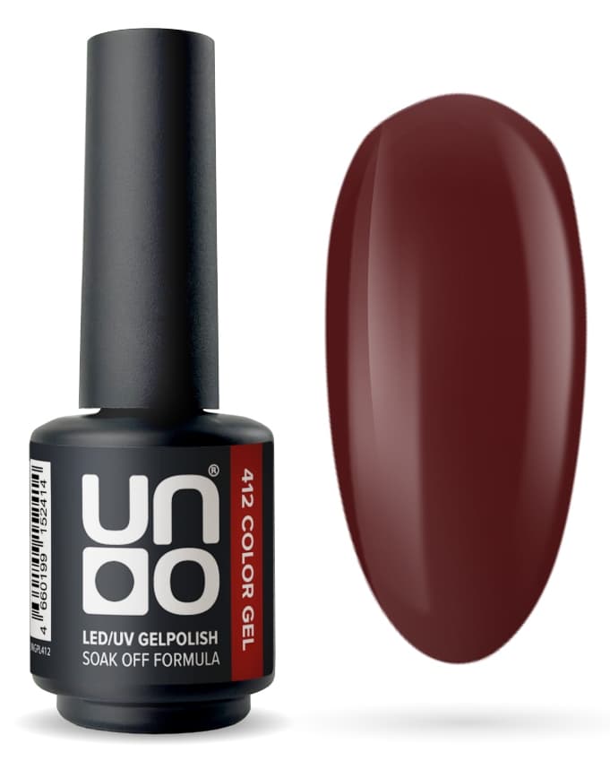 Гель-лак "Uno" - 412 Темно-красный - Dark Red, 8 г.