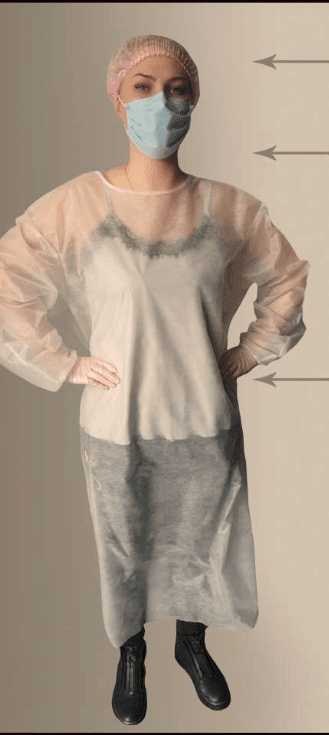 Халат одноразовый, рукав на резинке, 1 шт.