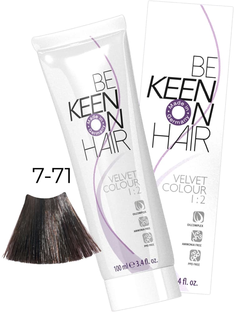 KEEN VELVET COLOUR 7.71 Кораллово-коричневый/ Mittelblond Braun-Asch, 100 мл, без аммиака