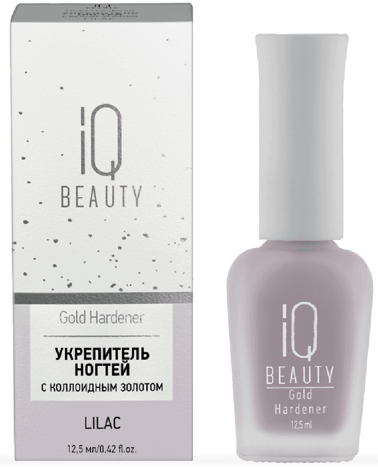 IQ BEAUTY Укрепитель с коллоидным золотом Gold Hardener для ослабленных  и ломких ногтей,12.5 мл Lilaс