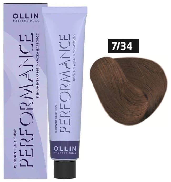 OLLIN PERFORMANCE  7/34 русый золотисто-медный 60мл Перманентная крем-краска для волос