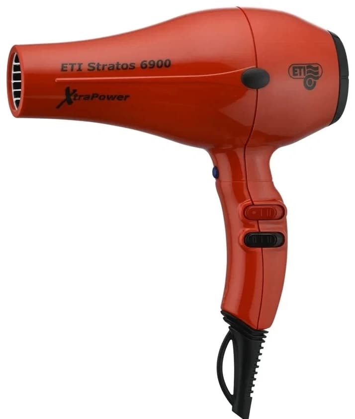 ETI Фен Stratos 6900 Xtrapower цвет красный, 2500 Вт, 2 насадки, вес 546 гр.