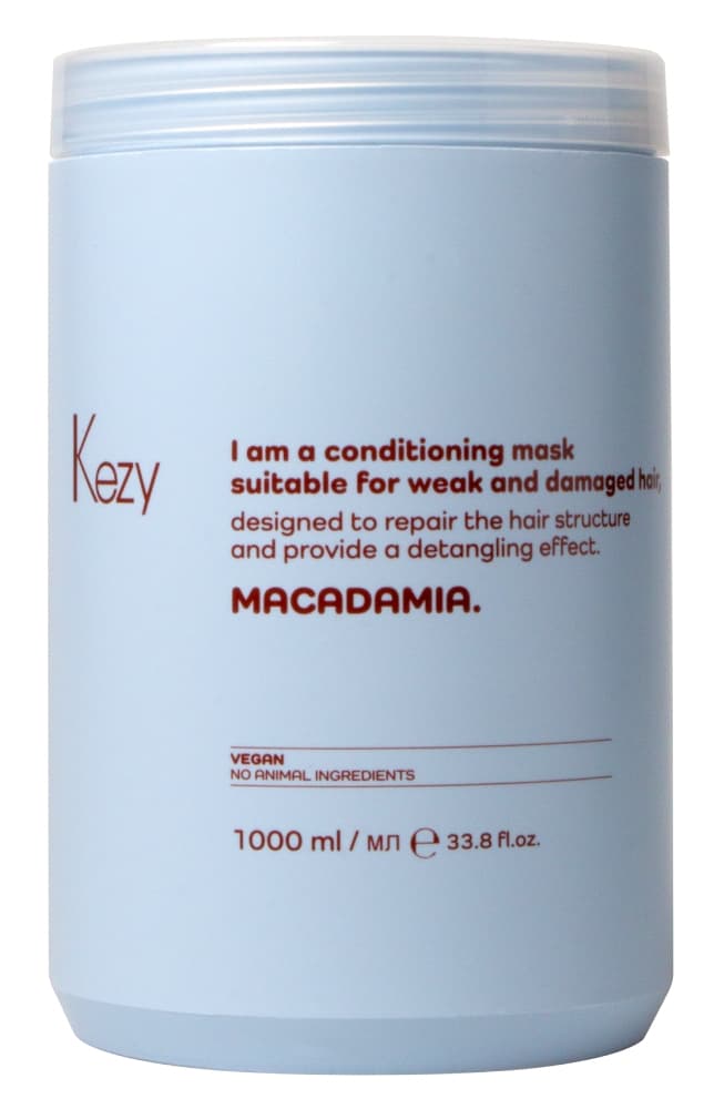 Kezy I am MACADAMIA Кондиционирующая маска с маслом макадамии для слабых и поврежденных волос 1000 мл.