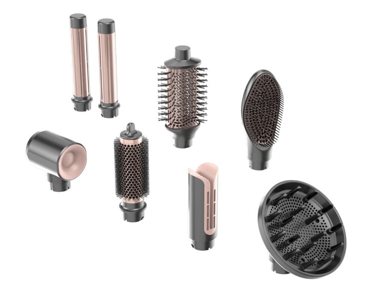 GA.MA Мультистайлер uniQ Vibrance цвет розовый, 8 насадок, автоочистка, ионизация, 1500 Вт,