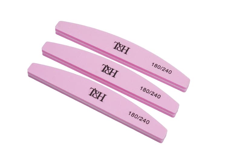 Пилка-баф для ногтей "Полумесяц" Т&Н 180/240 гр, цв.Розовый -1шт