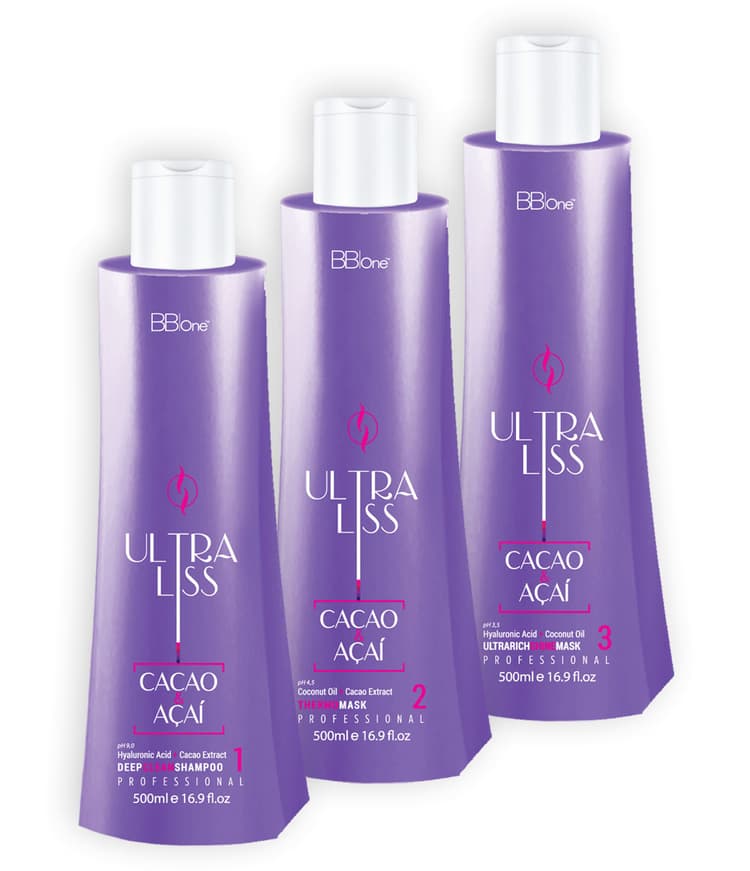 BB One Ultra Liss Cacao & Acai Набор 3х500 мл (шампунь + реконструктор + маска)