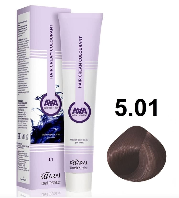 KAARAL AAA Hair crem colorant 5.01 светлый каштан натуральный пепельный 100мл 