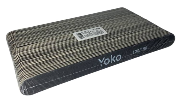 YOKO Пилка прямая на деревянной основе черная 13,2 см 100/180, 50шт/уп.