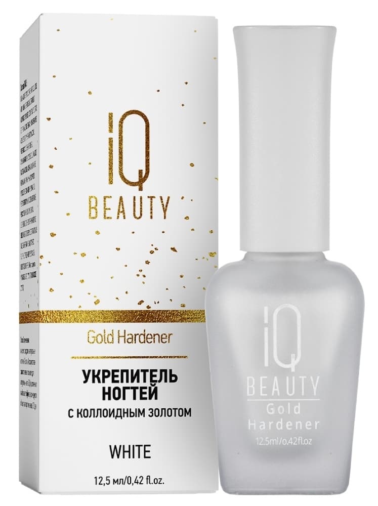 IQ BEAUTY Укрепитель с коллоидным золотом Gold Hardener для ослабленных и ломких ногтей,12.5 мл White