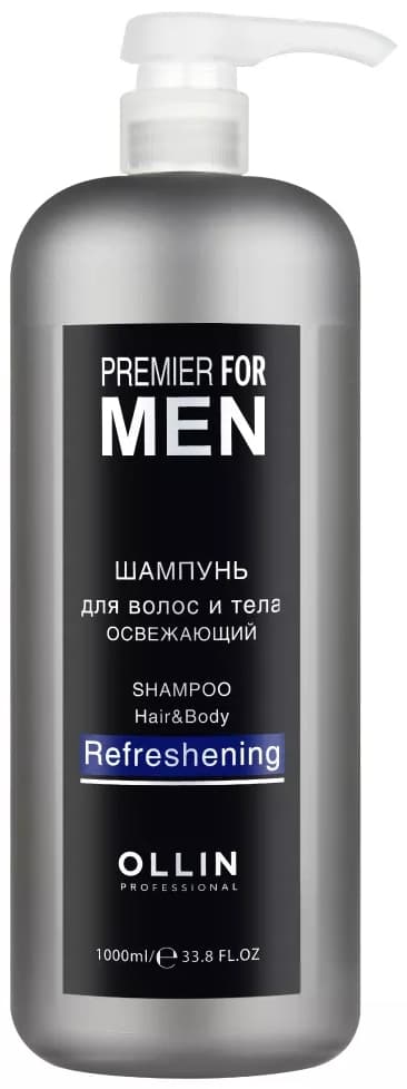 OLLIN PREMIER FOR MEN Шампунь для волос и тела освежающий 1000мл