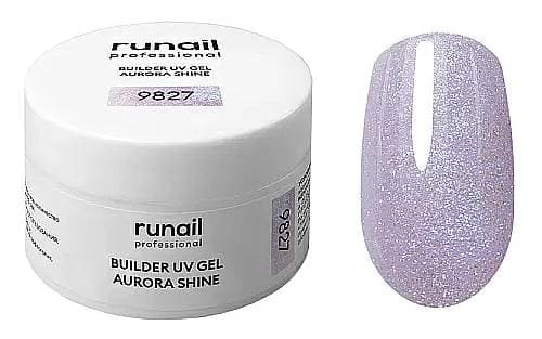 RuNail Моделирующий УФ-гель с шиммером BUILDER UV GEL AURORA SHINE, 15г №9827
