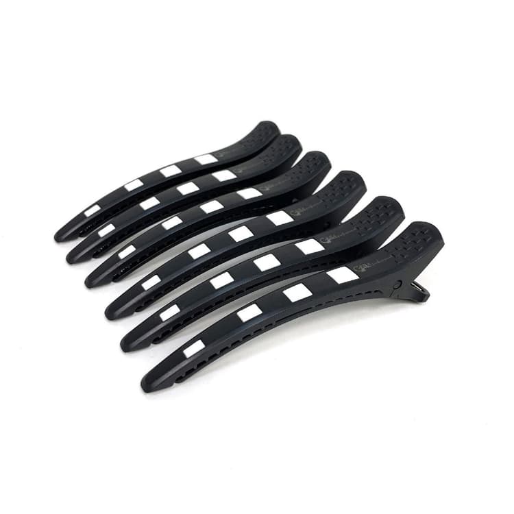 Gera Professional Зажим для волос пластик с силиконовой вставкой, черный, 115 мм, 6шт/уп. - 1 шт.