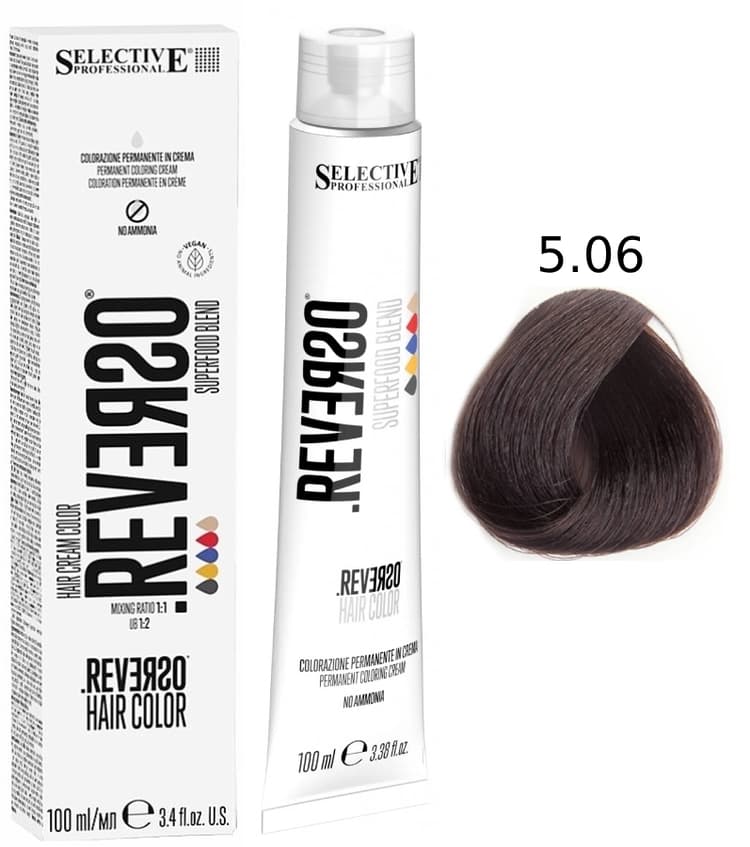 SELECTIVE Reverso Hair Color 5.06 Светло-каштановый "Семена чиа"