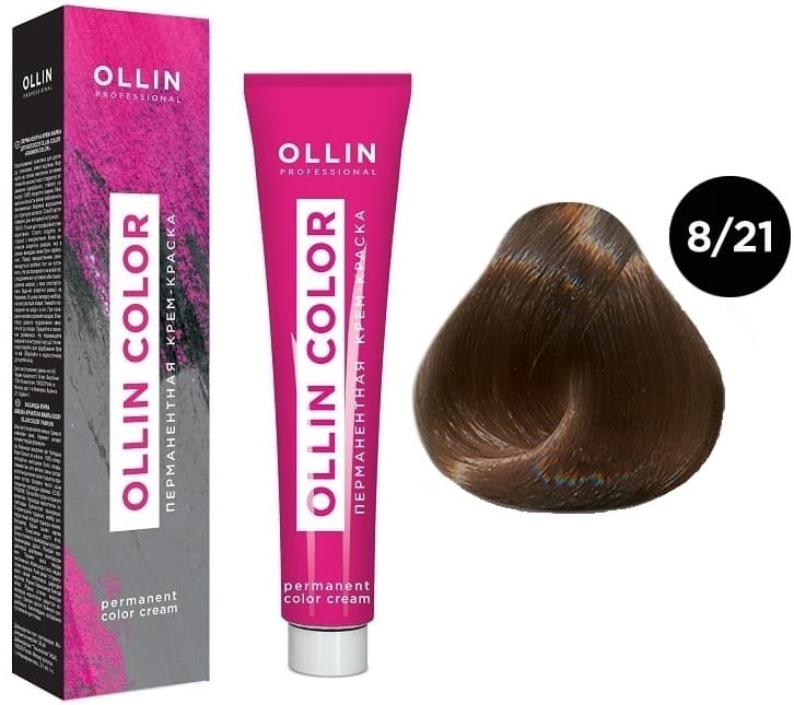 OLLIN COLOR  8/21 светло-русый фиолетово-пепельный 60мл Перманентная крем-краска для волос