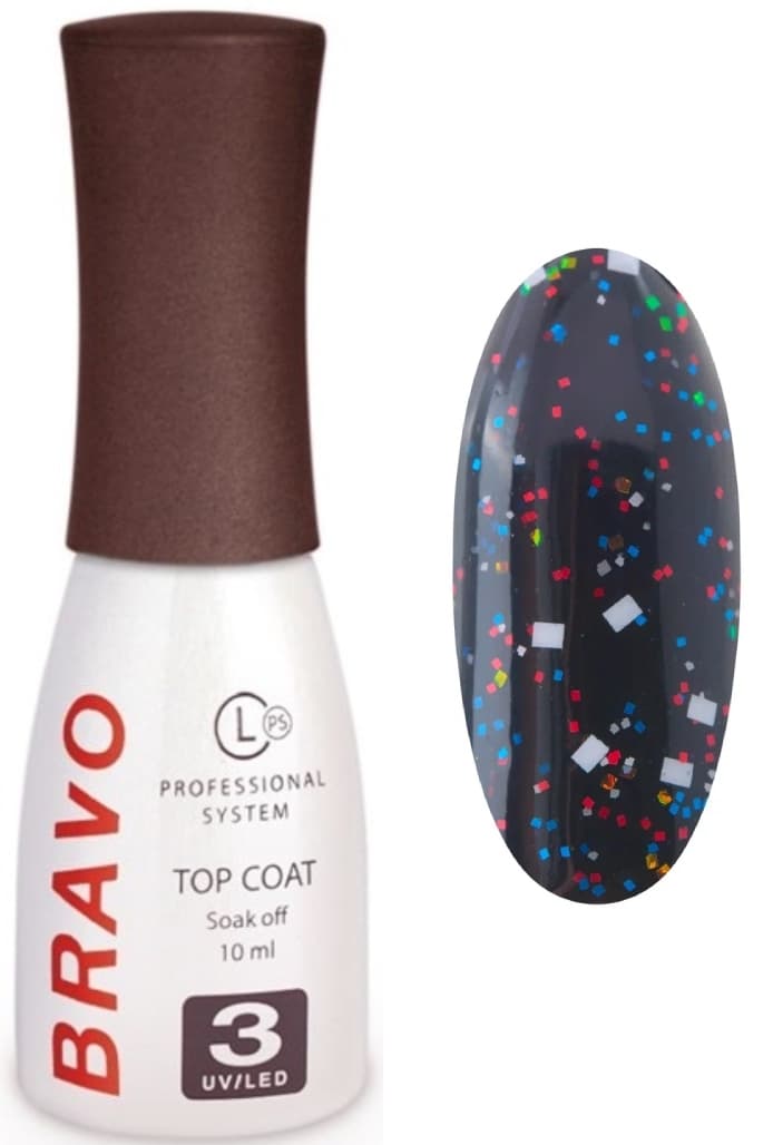 Bravo Верхнее покрытие без липкого слоя TOP CONFETTI №3 10мл.