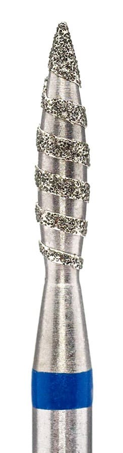 Фреза Алмазная Пламя острое средней зернистости Кристалл Nails (Торнадо)(синяя насечка) d.2.1 