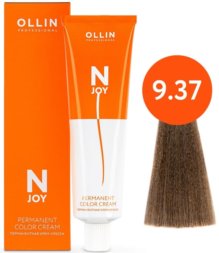 OLLIN "N-JOY"  9/37 – блондин золотисто-коричневый, перманентная крем-краска для волос 100мл