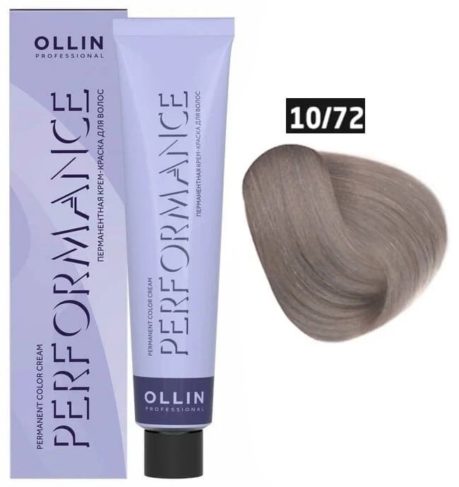 OLLIN PERFORMANCE 10/72 светлый блондин коричнево-фиолетовый 60мл Перманентная крем-краска для волос