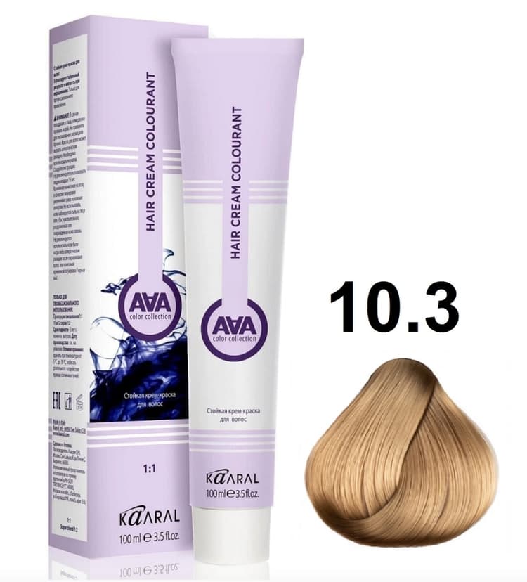 KAARAL AAA Hair crem colorant 10.3 очень очень светлый блондин золотистый 100мл