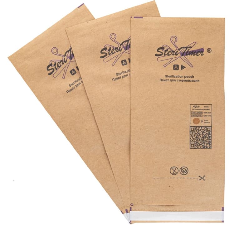 Крафт- пакеты STERITIMER- КРАФТ бумажные для стерилизации 75*150 (100шт) самоклеящиеся