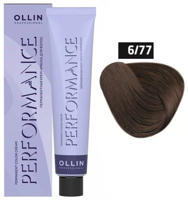 OLLIN PERFORMANCE  6/77 темно-русый интенсивно-коричневый 60мл Перманентная крем-краска для волос