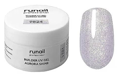 RuNail Моделирующий УФ-гель с шиммером BUILDER UV GEL AURORA SHINE, 15г №9824