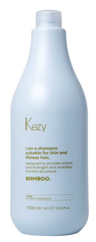 Kezy I am BAMBOO Шампунь с экстрактом бамбука для объема и укрепления тонких волос, 1000 мл.