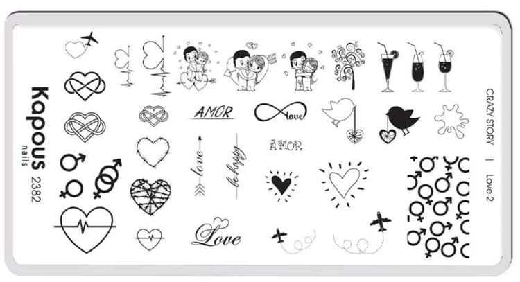 Kapous Nails Пластина для стемпинга "Crazy story" Love 2