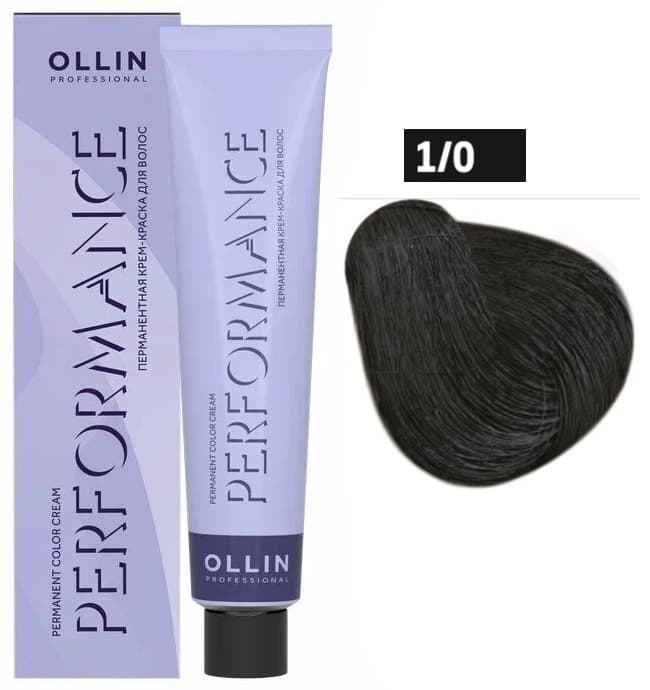 OLLIN PERFORMANCE  1/0 иссиня-черный 60мл Перманентная крем-краска для волос