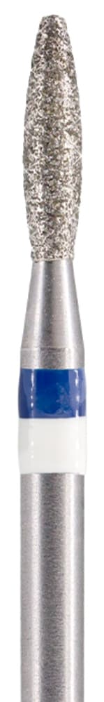 Фреза Алмазная с Жемчугом Тайфун (пламя закругленное), D2,1, L080 средняя, (синяя насечка)