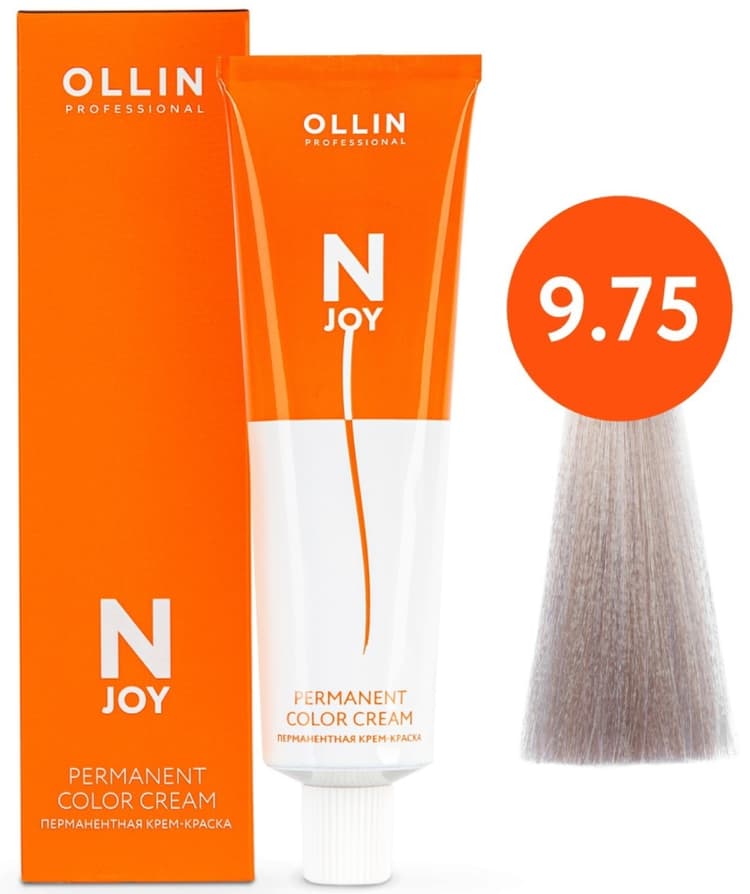 OLLIN "N-JOY"  9/75 – блондин коричнево-махагоновый, перманентная крем-краска для волос 100мл