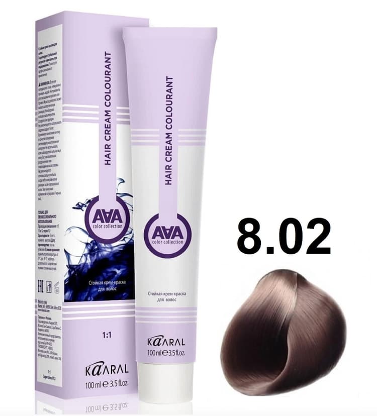 KAARAL AAA Hair crem colorant 8.02 светлый фиолетовый блондин 100мл