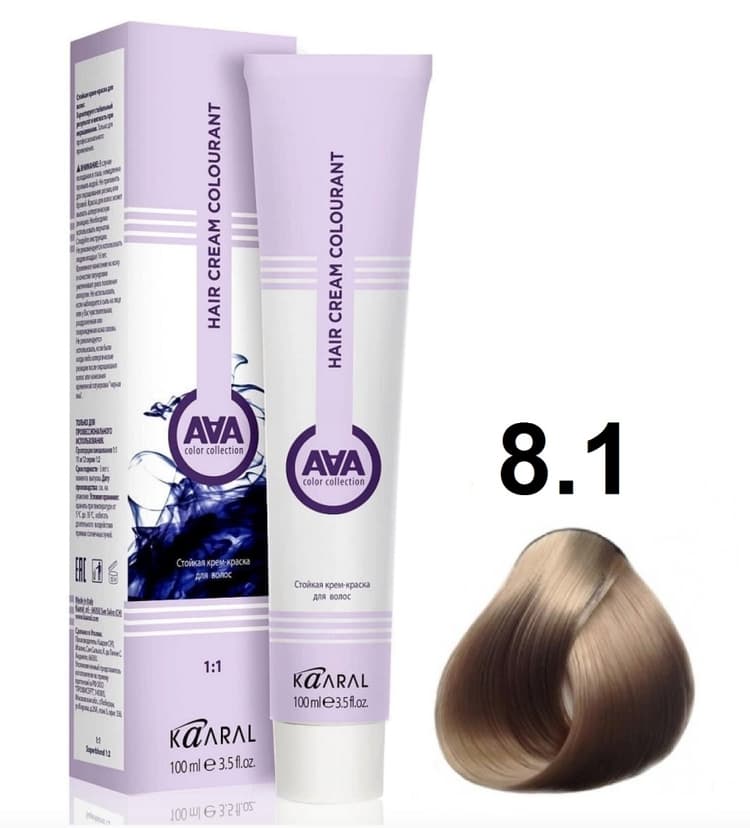 KAARAL AAA Hair crem colorant 8.1 светло-пепельный блондин 100мл