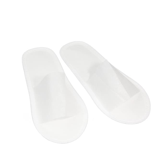 Тапочки "шлепки" одноразовые универсальные с открытым мысом белые (150 пар/уп) - 1 пара
