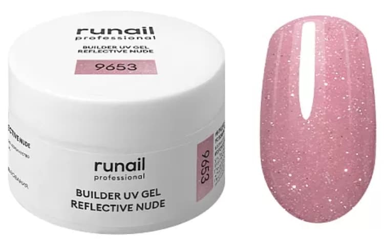 RuNail Моделирующий УФ-гель светоотражающий BUILDER UV GEL REFLECTIVE NUDE, 15г №9653