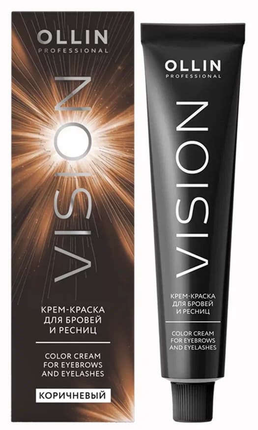 OLLIN VISION коричневый (brown) Крем-краска для бровей и ресниц 20мл+салфетки п/ресницы15пар/уп