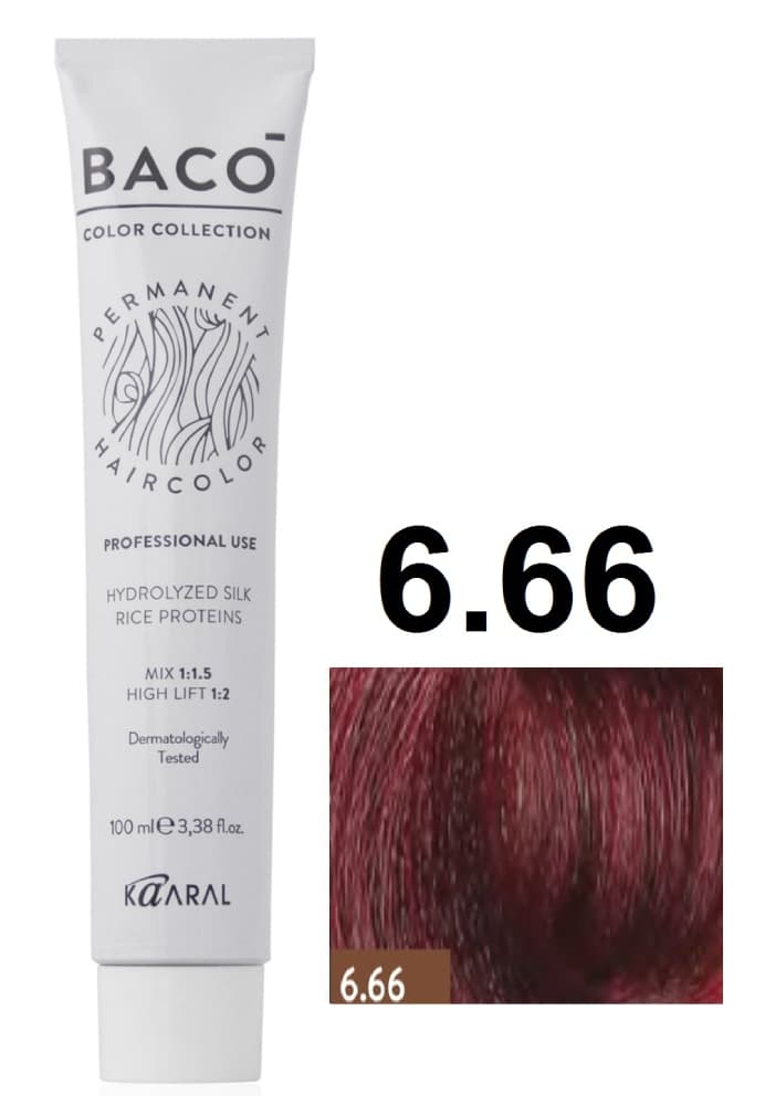KAARAL Baco color 6.66 темный интенсивный красный блондин 100 мл