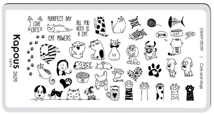 Kapous Nails Пластина для стемпинга "Crazy story" Cats and dogs
