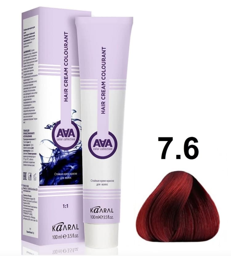 KAARAL AAA Hair crem colorant 7.6 красный блондин 100мл