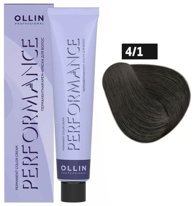 OLLIN PERFORMANCE  4/1 шатен пепельный 60мл Перманентная крем-краска для волос